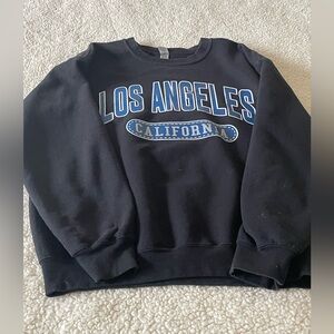 Gildan Black Crewneck Sweater with Blue Print